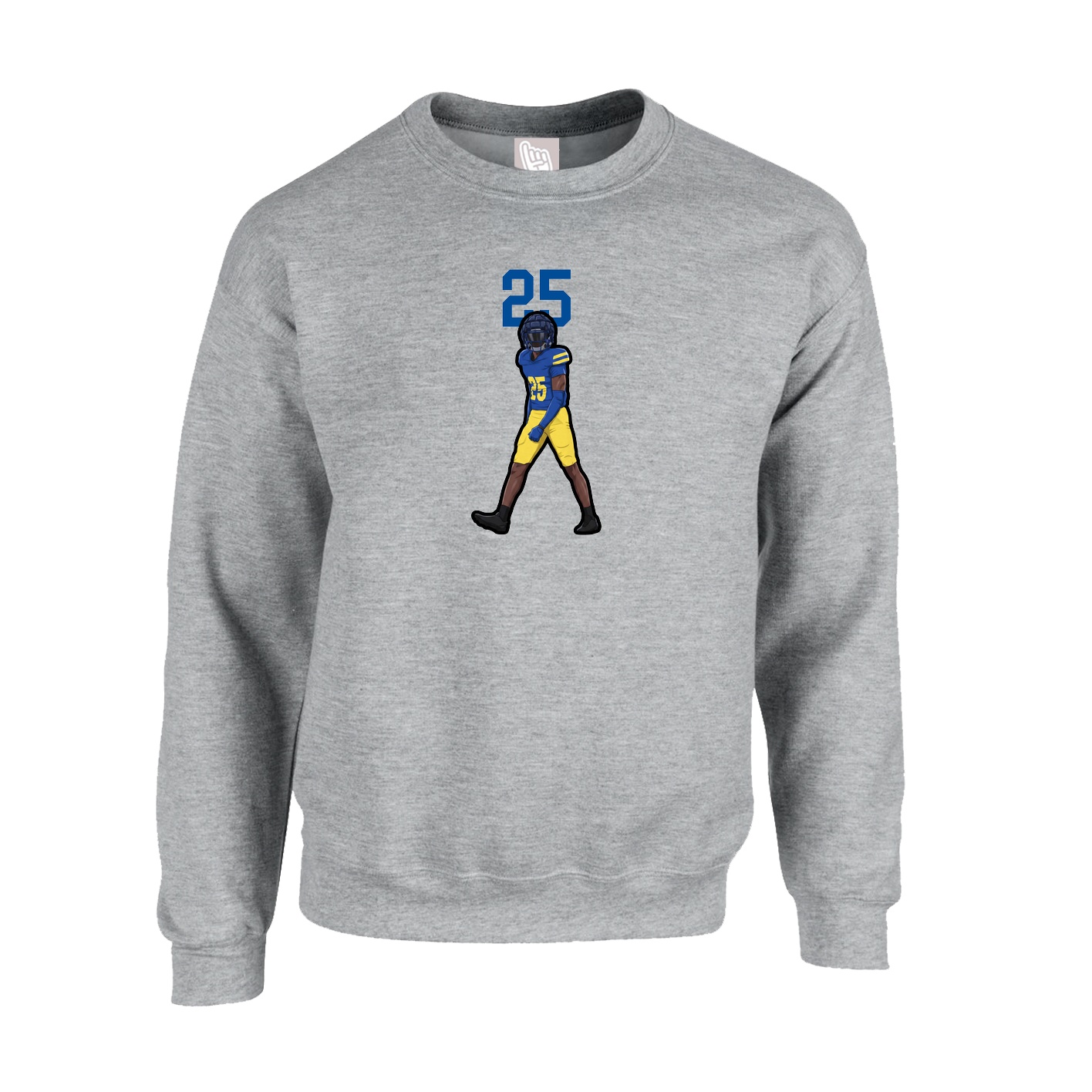 Fleece Crew — Number Top in Grey