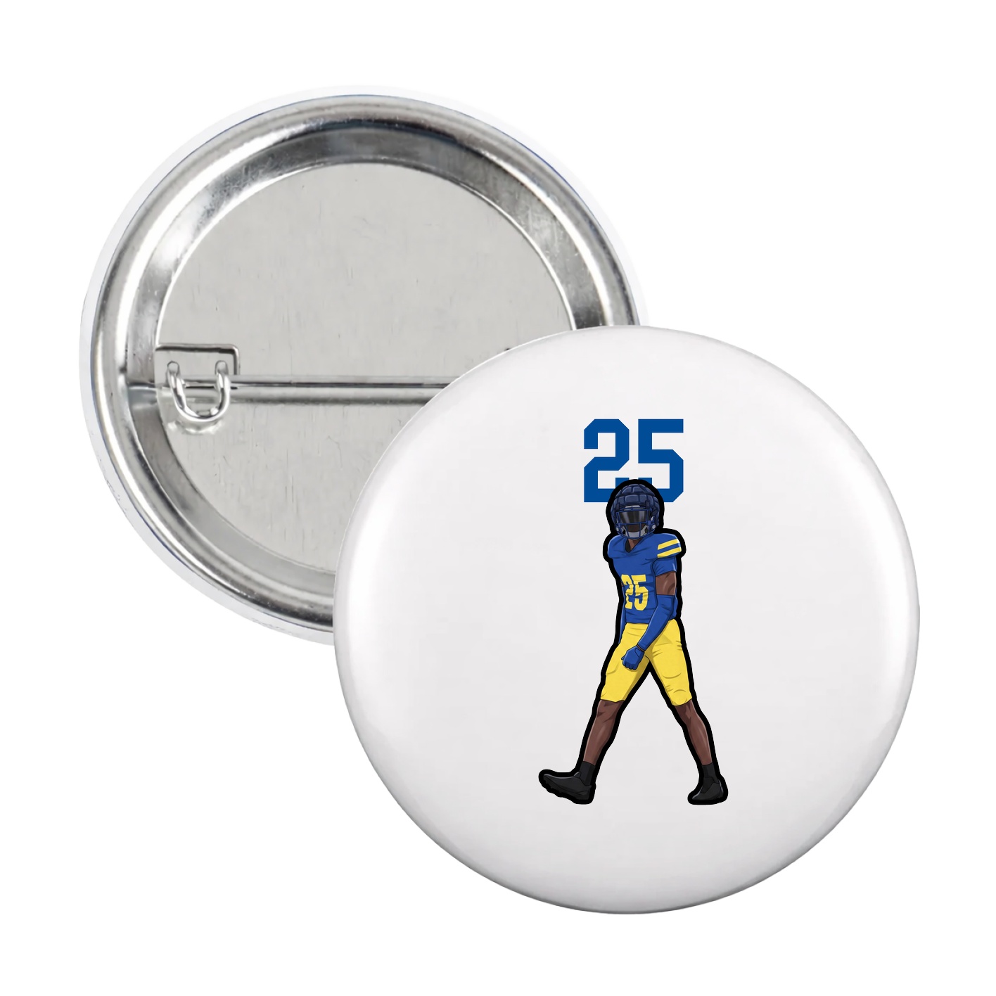 Game Day Button — Number Top in White