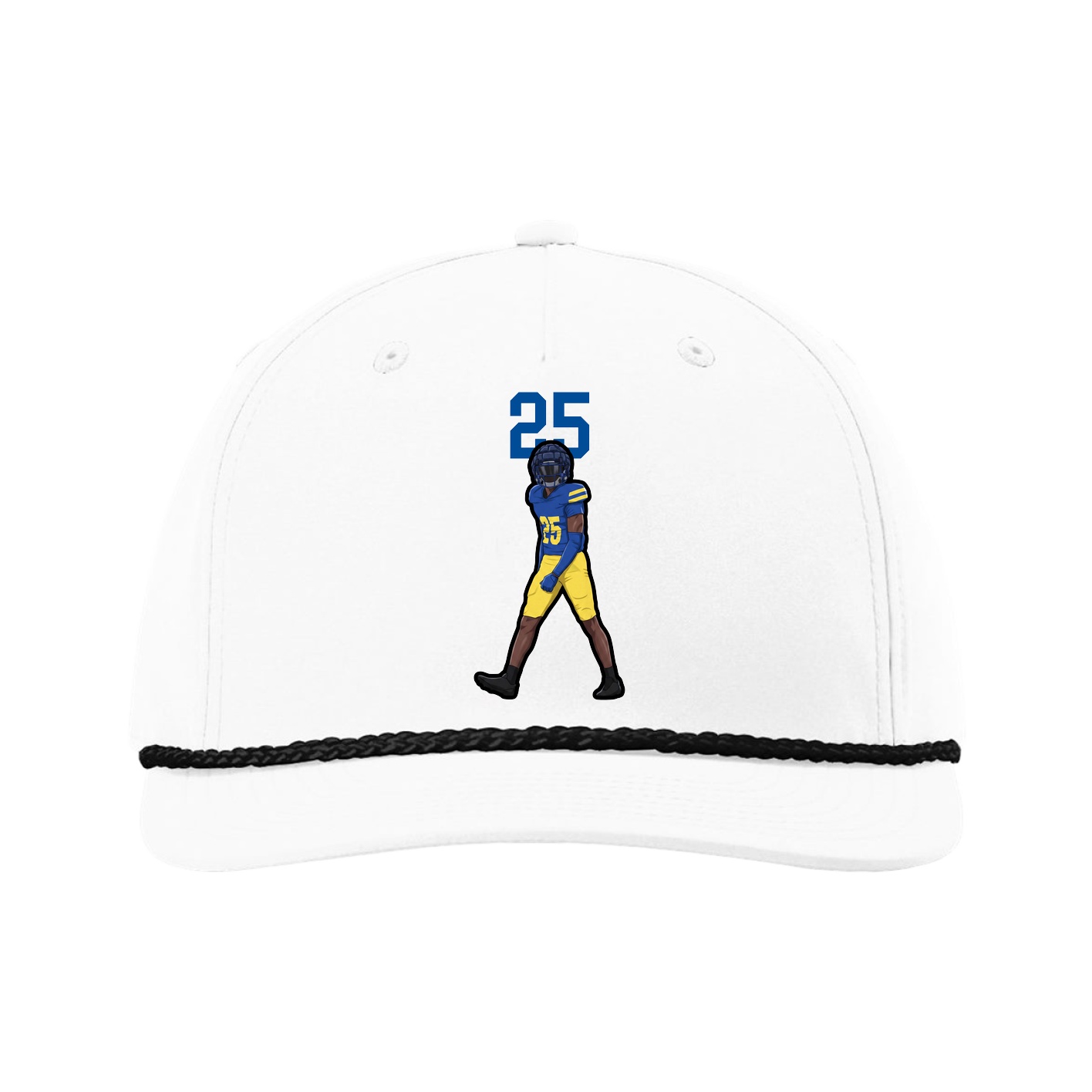 Five-Panel Classic Rope Cap — Number Top in White