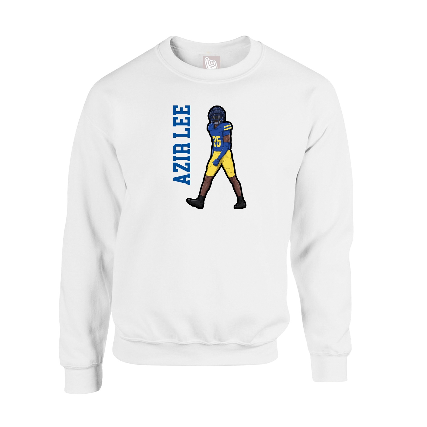 Fleece Crew — Name Vertical in White
