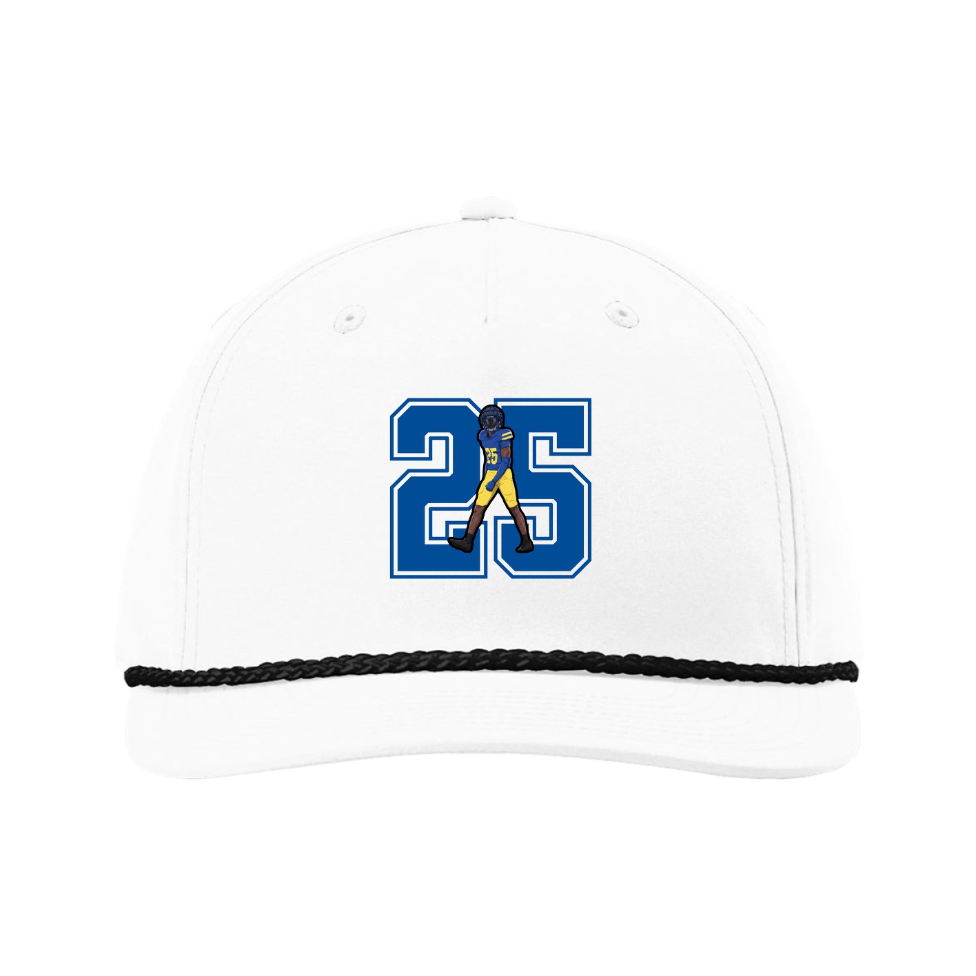 Five-Panel Classic Rope Cap — Number in White