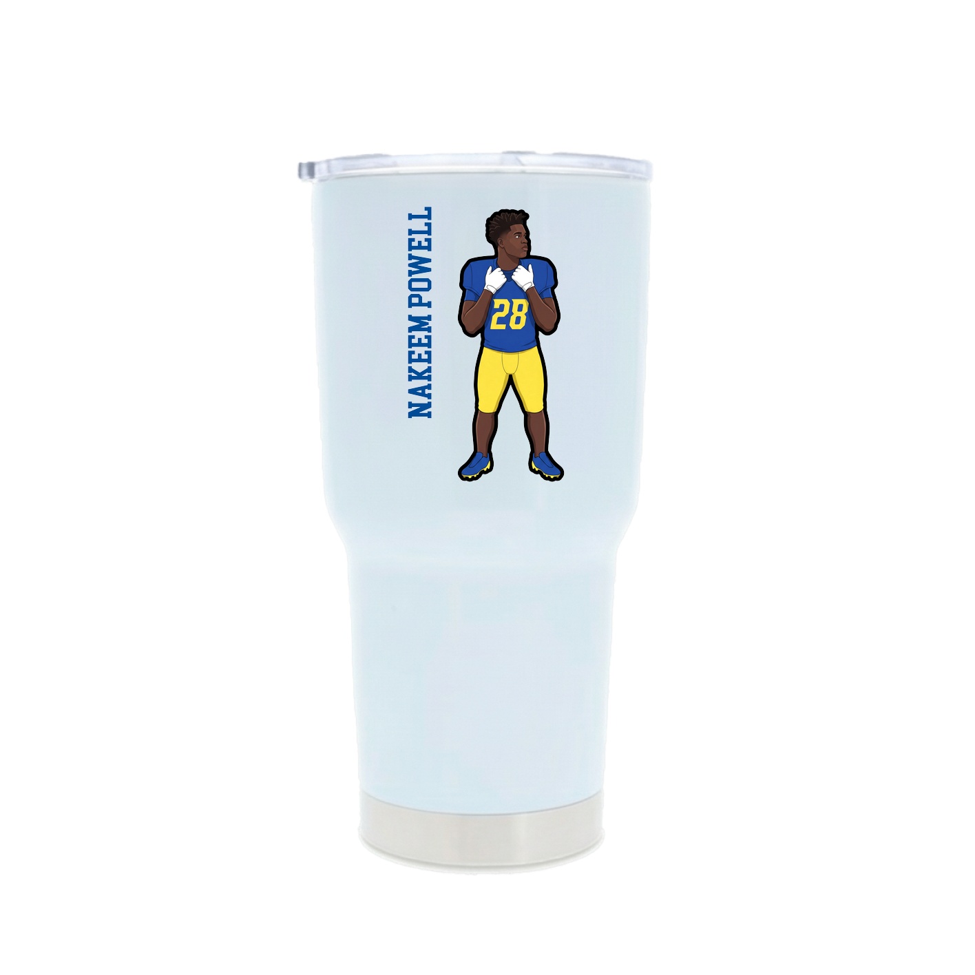 30oz Stainless Steel Tumbler — Name Vertical in White