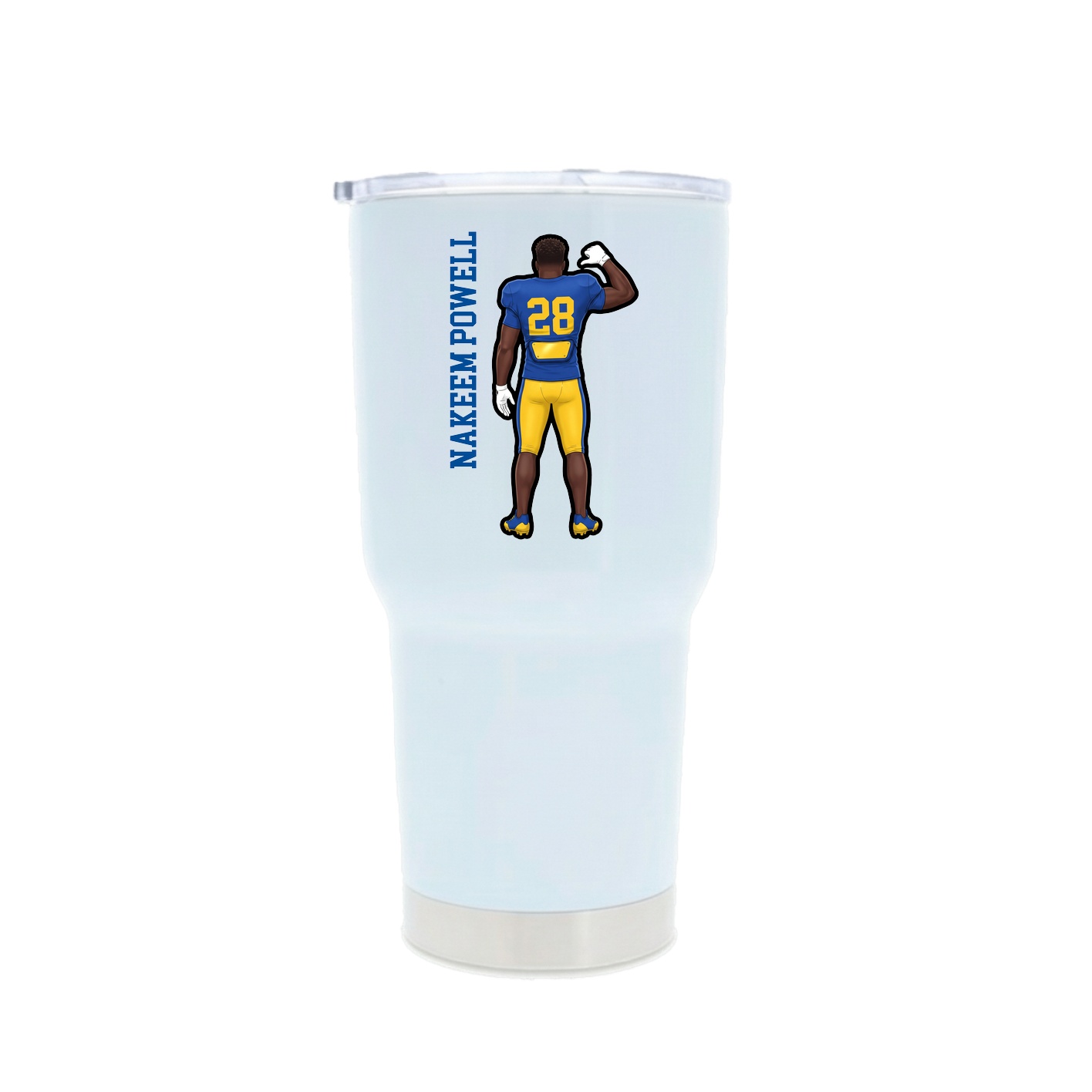30oz Stainless Steel Tumbler — Name Vertical in White