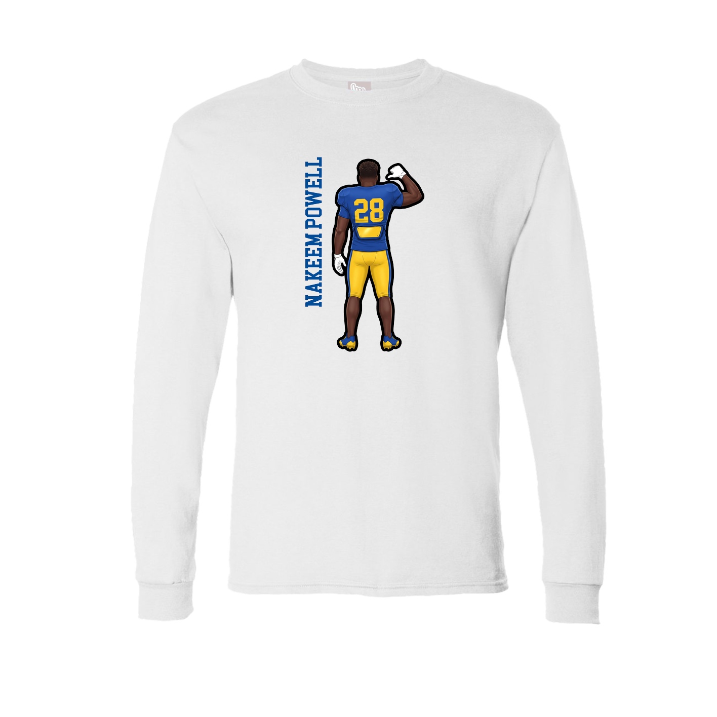 Long Sleeve Tee — Name Vertical in White
