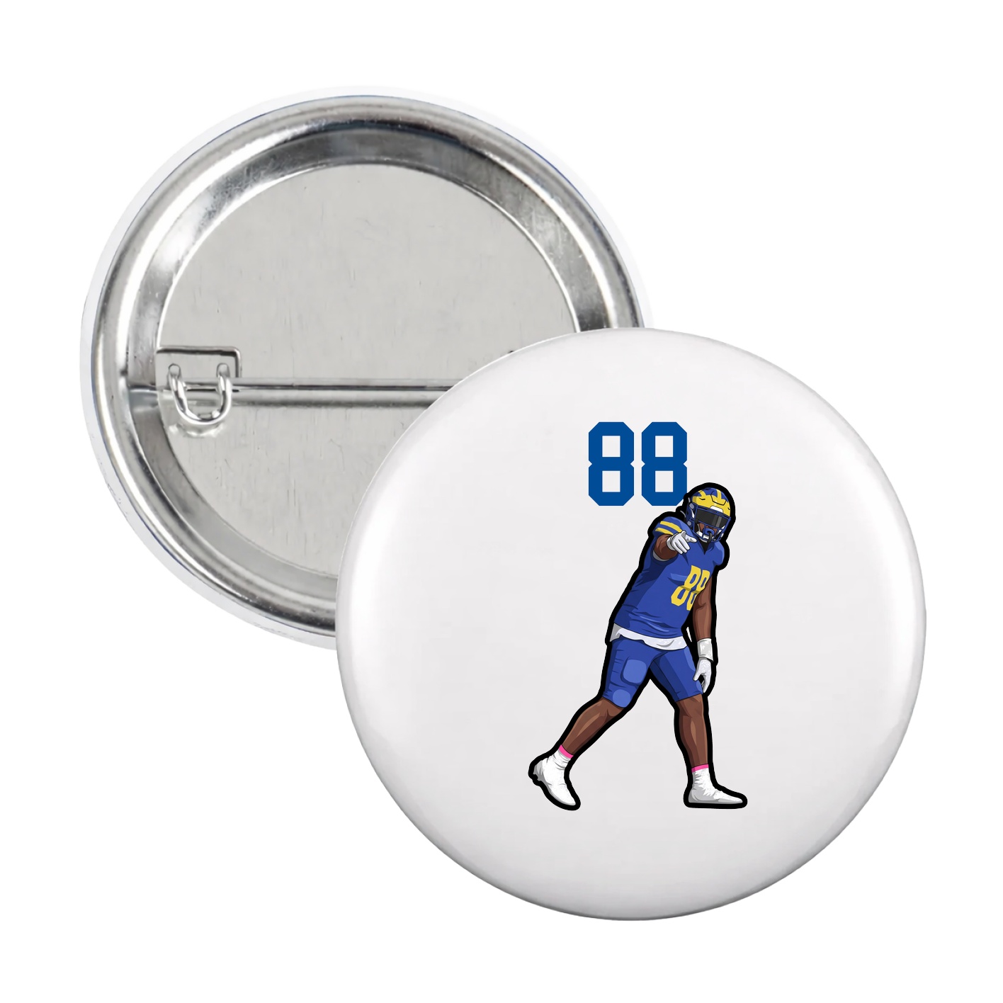 Game Day Button — Number Top in White