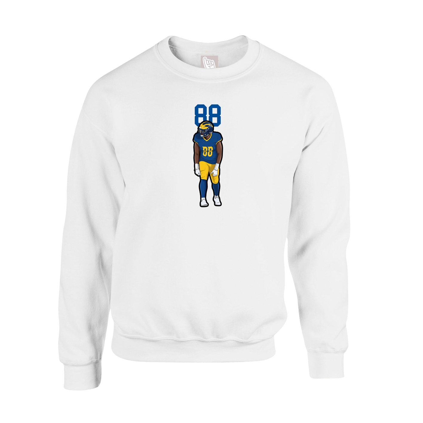 Fleece Crew — Number Top in White