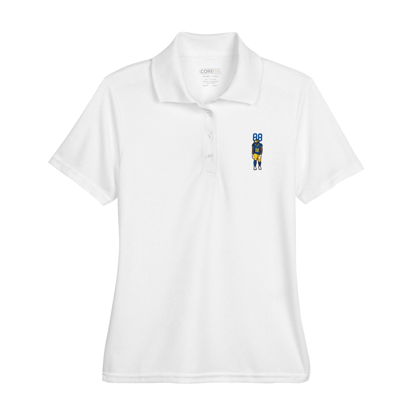 Womens Performance Polo — Number Top in White