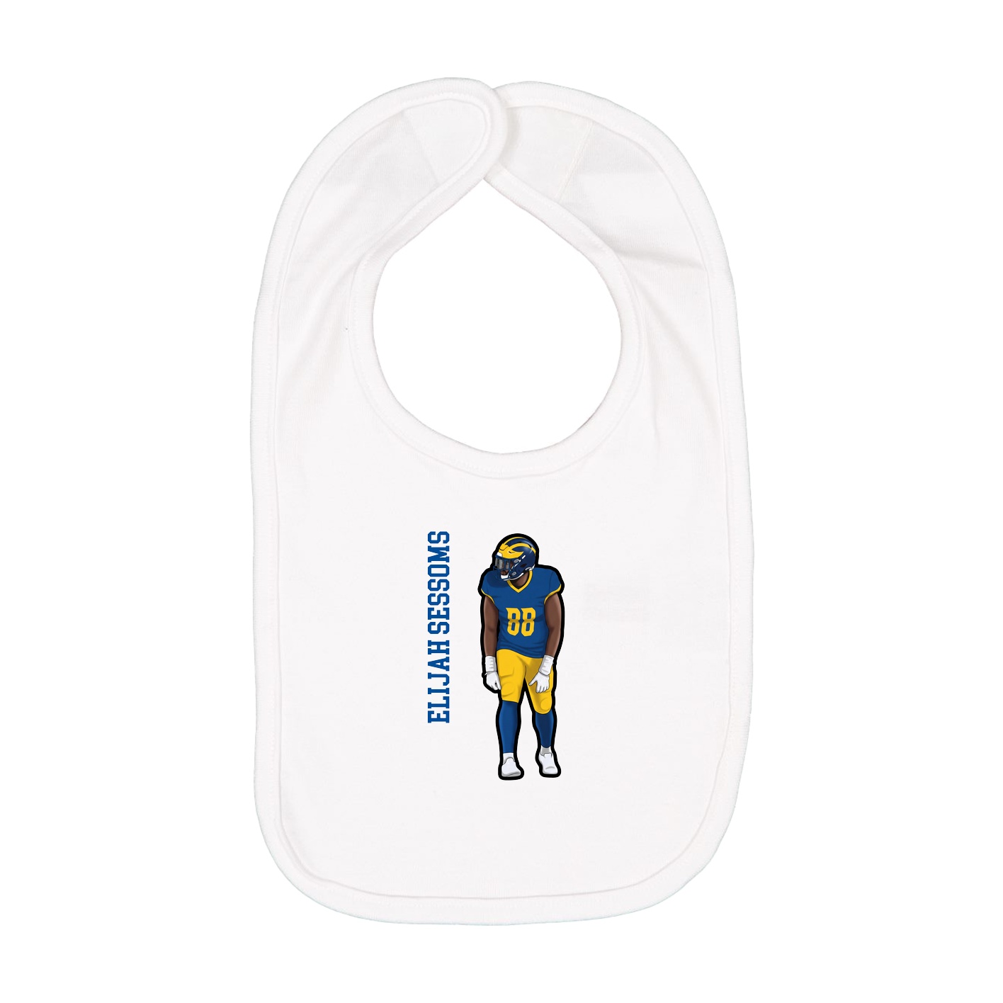 Infant Bib — Name Vertical in White
