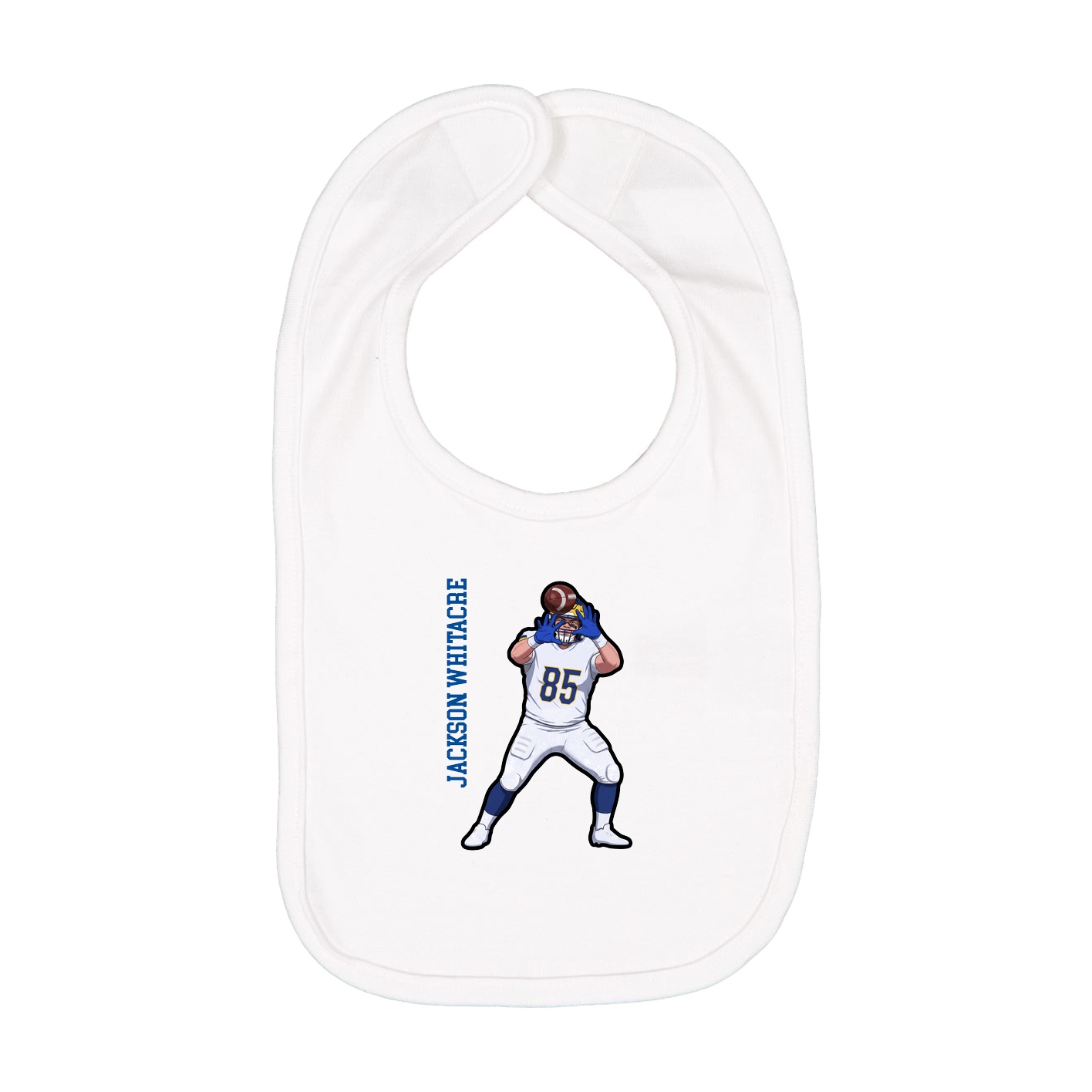 Infant Bib — Name Vertical in White