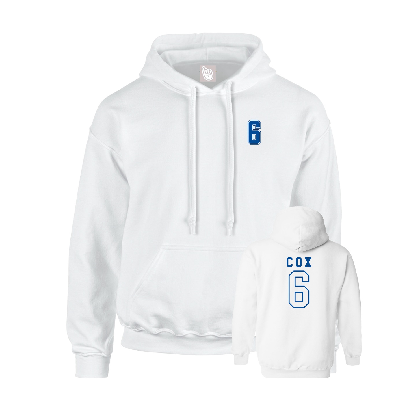 Youth Hoodie — Chest Back in White
