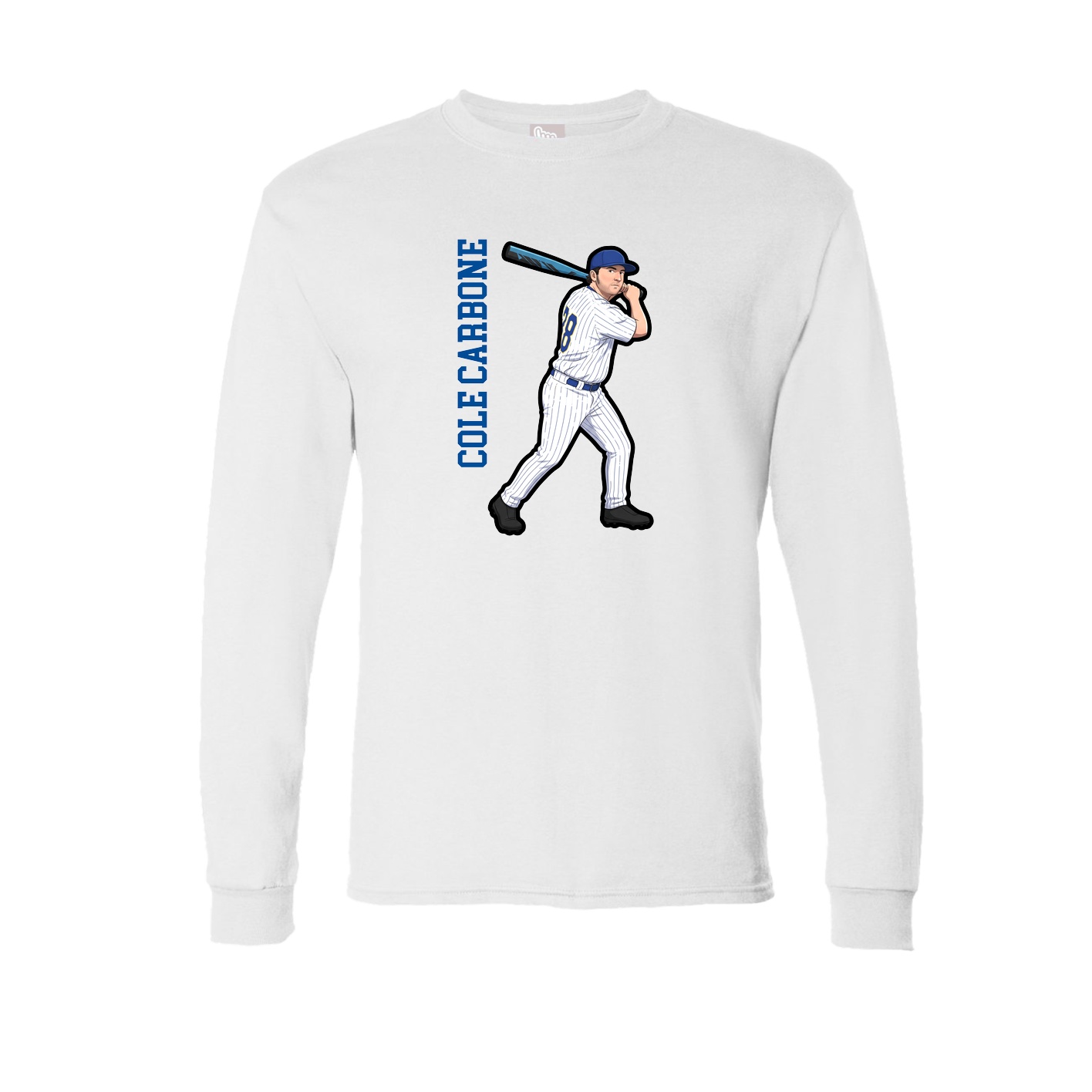 Long Sleeve Tee — Name Vertical in White