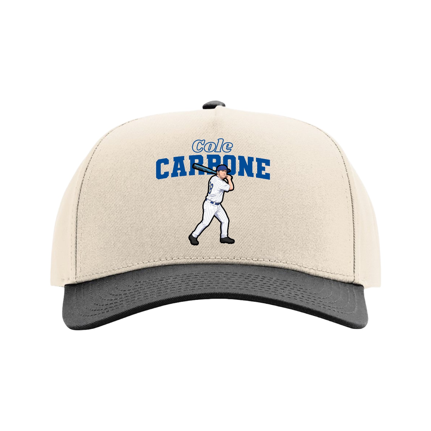 Full Fabric Five-Panel Champ Cap — Name Arch in Cream/Black