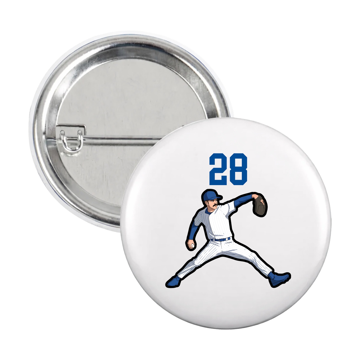 Game Day Button — Number Top in White