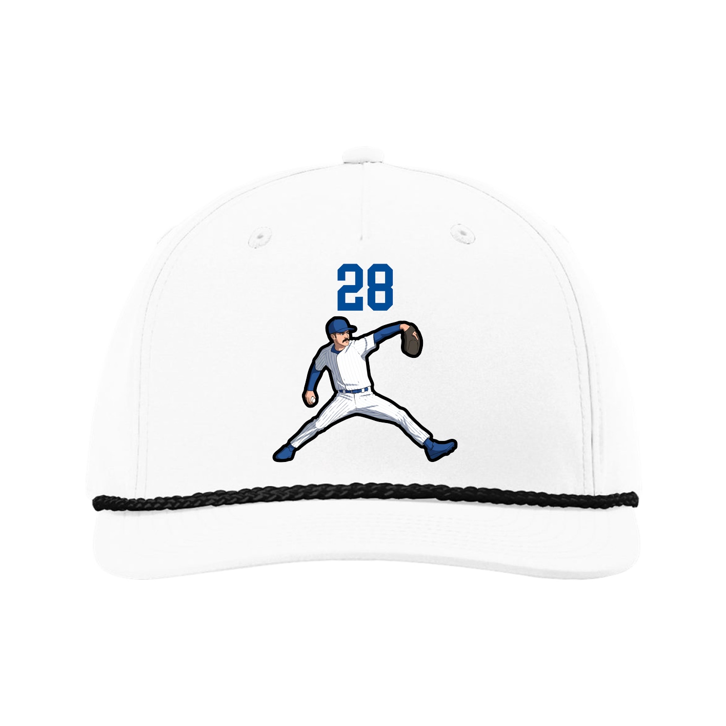Five-Panel Classic Rope Cap — Number Top in White