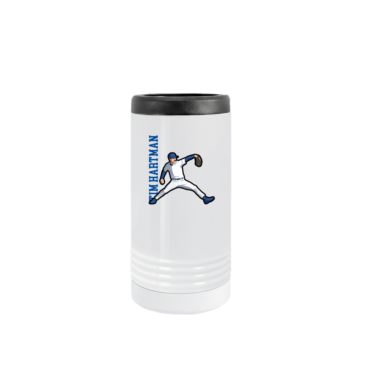 Slim Beverage Holder — Name Vertical in White