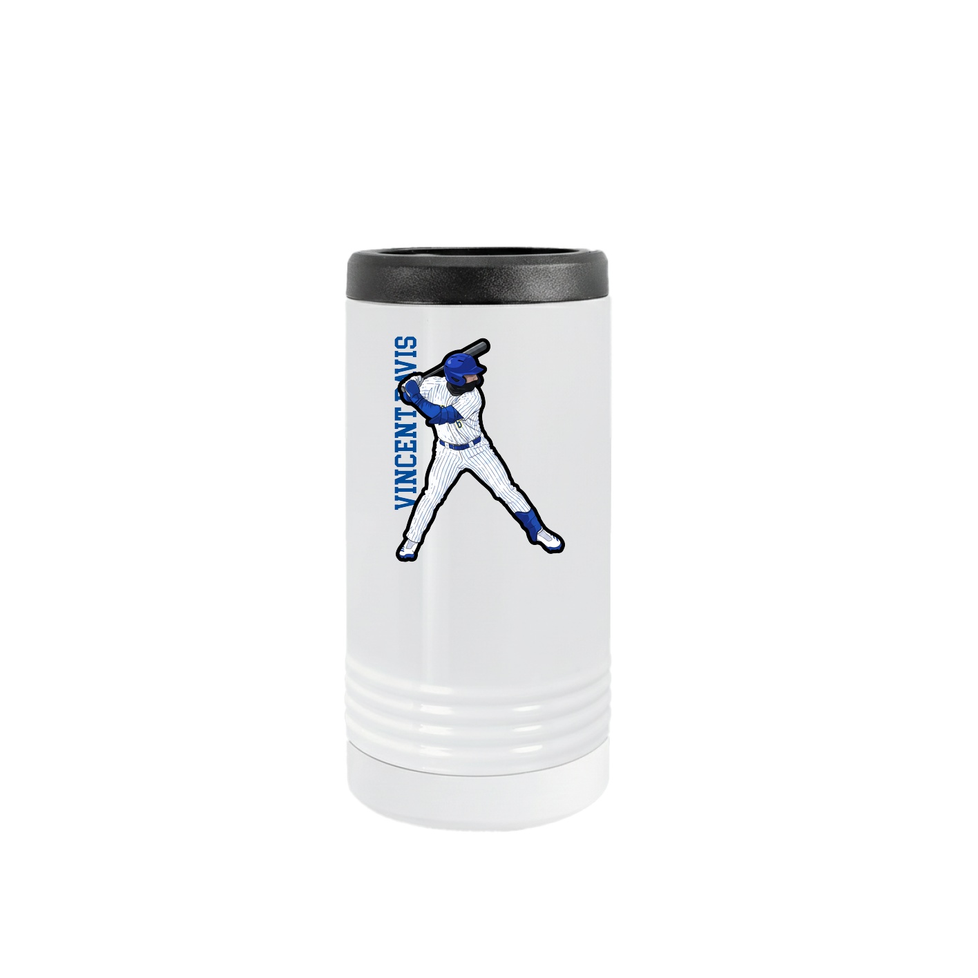 Slim Beverage Holder — Name Vertical in White