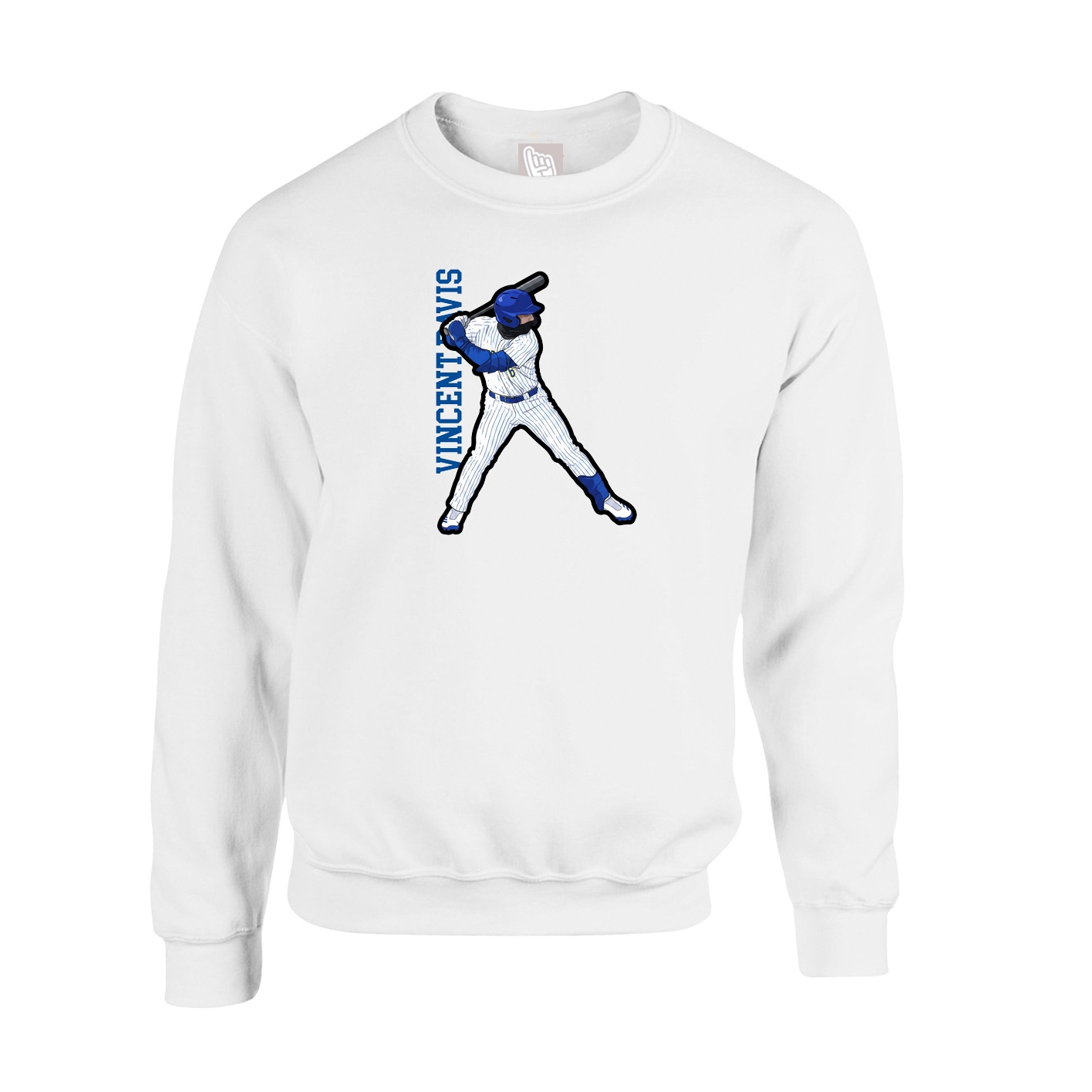 Fleece Crew — Name Vertical in White
