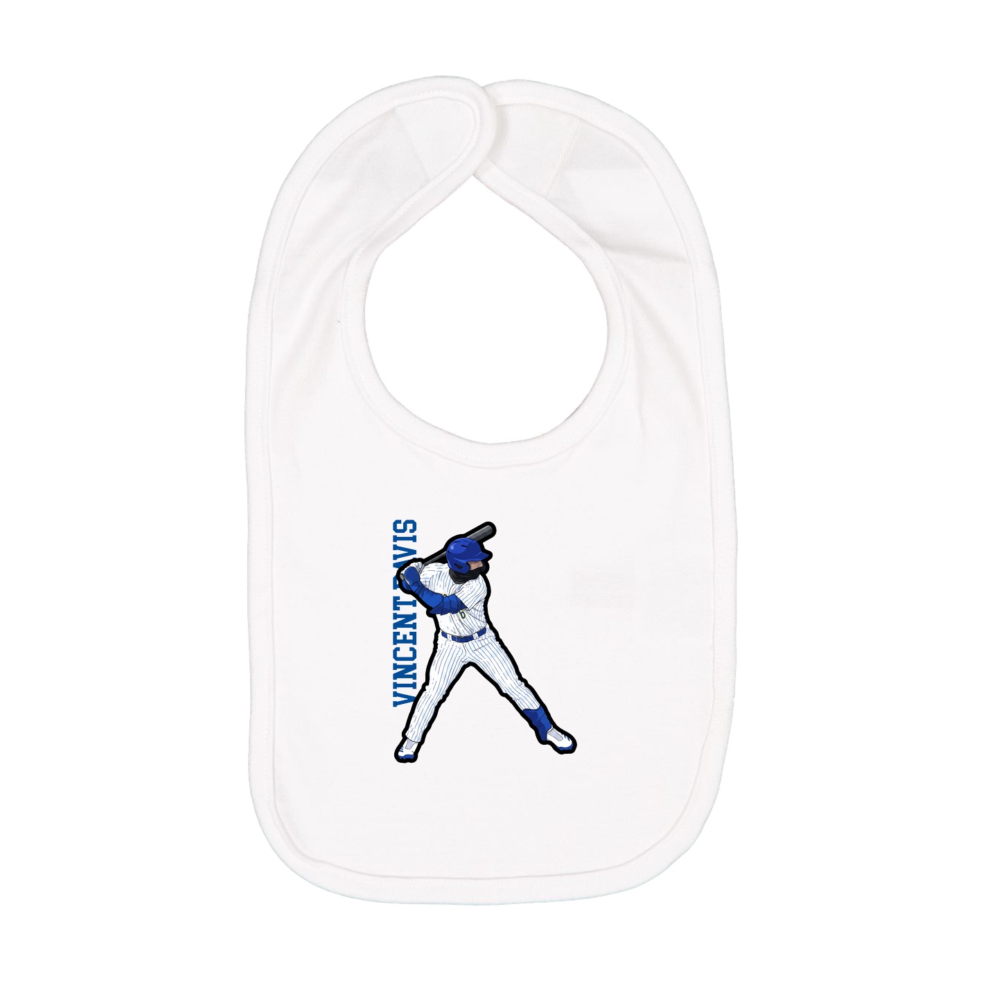 Infant Bib — Name Vertical in White