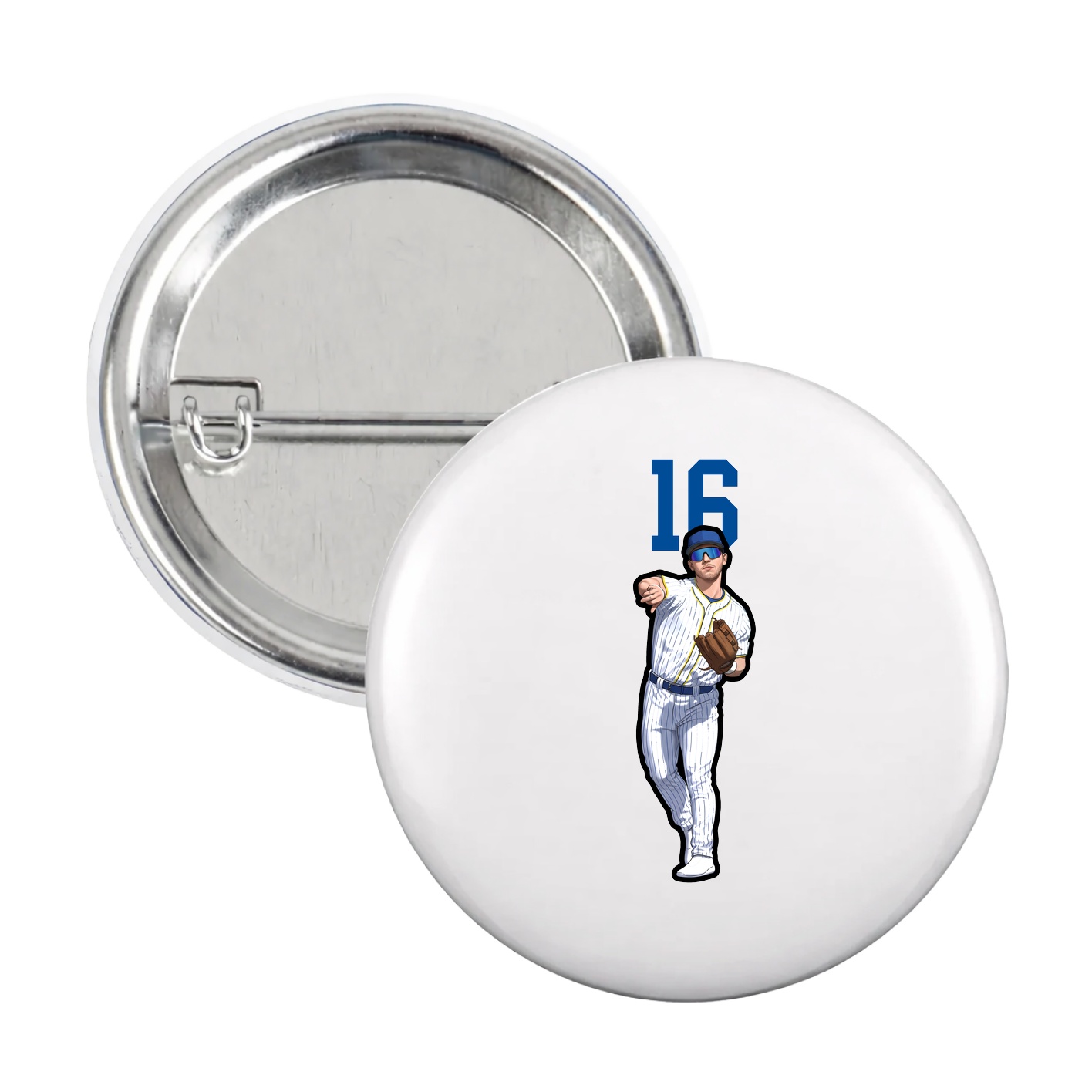Game Day Button — Number Top in White