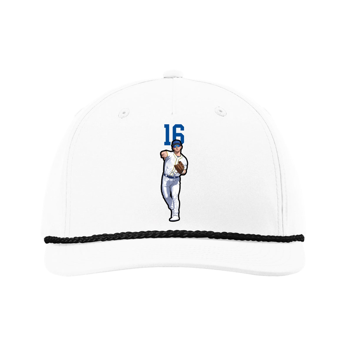 Five-Panel Classic Rope Cap — Number Top in White
