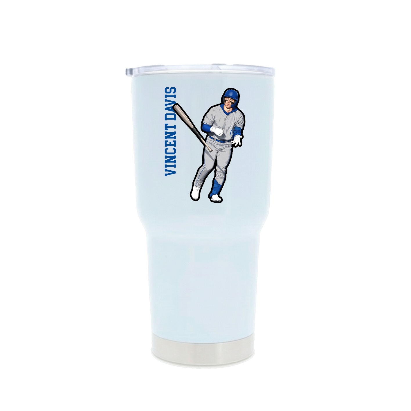 30oz Stainless Steel Tumbler — Name Vertical in White