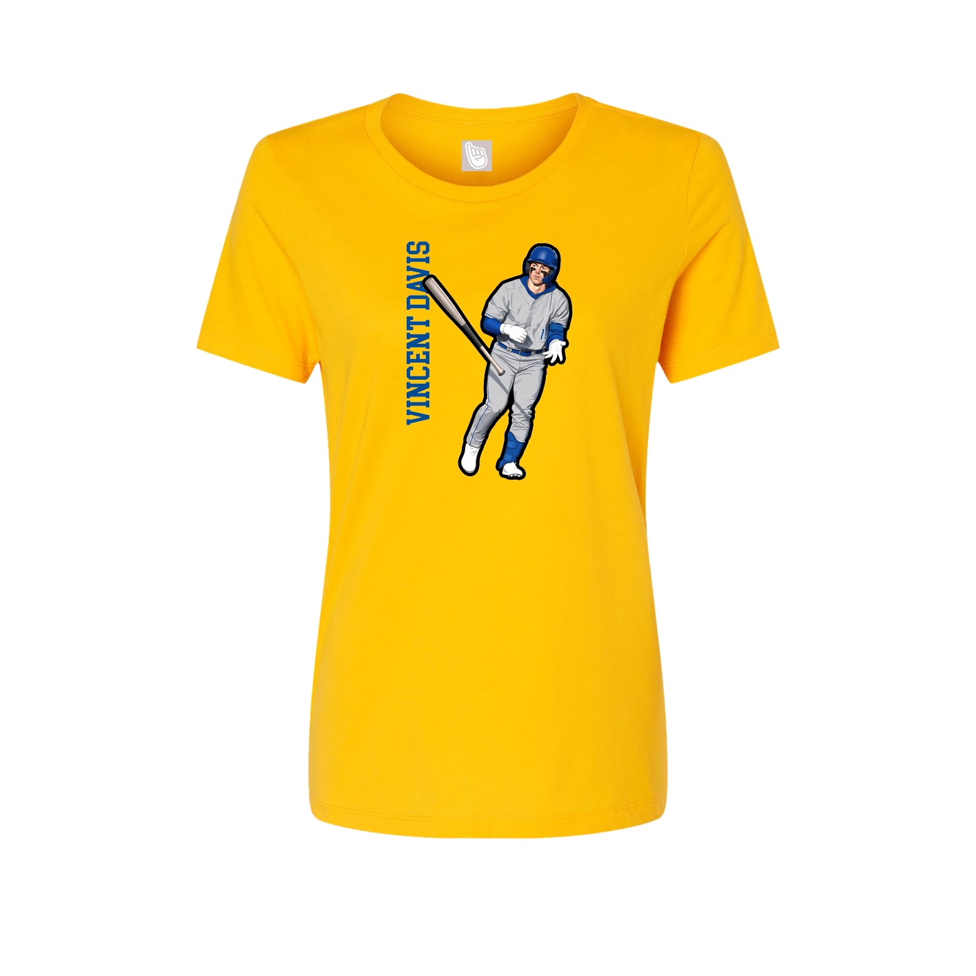 Womens Tee — Name Vertical in Gold