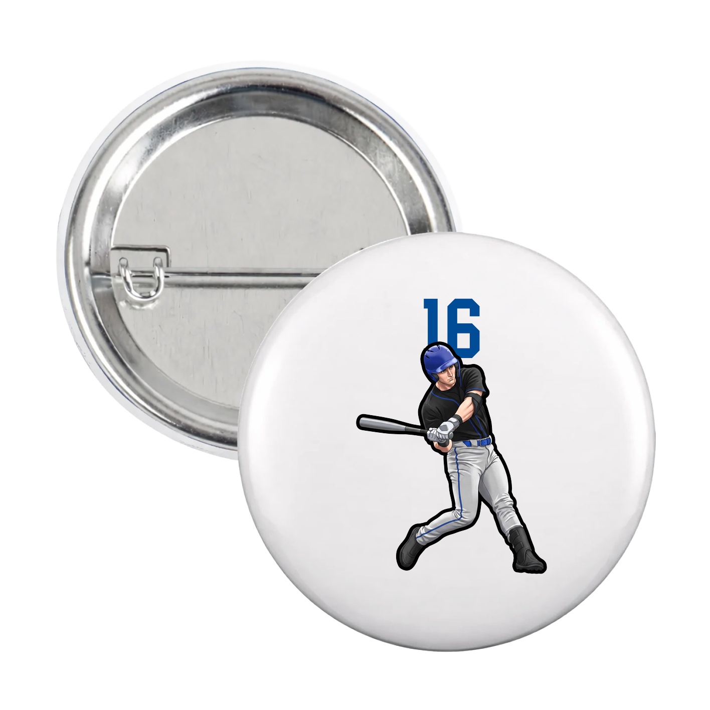 Game Day Button — Number Top in White