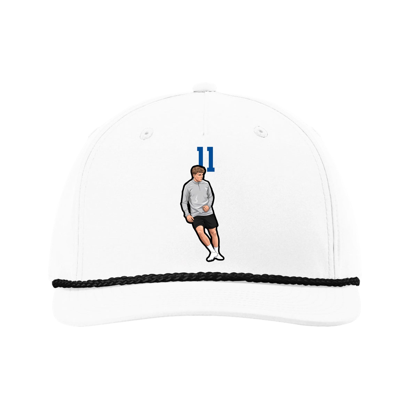 Five-Panel Classic Rope Cap — Number Top in White