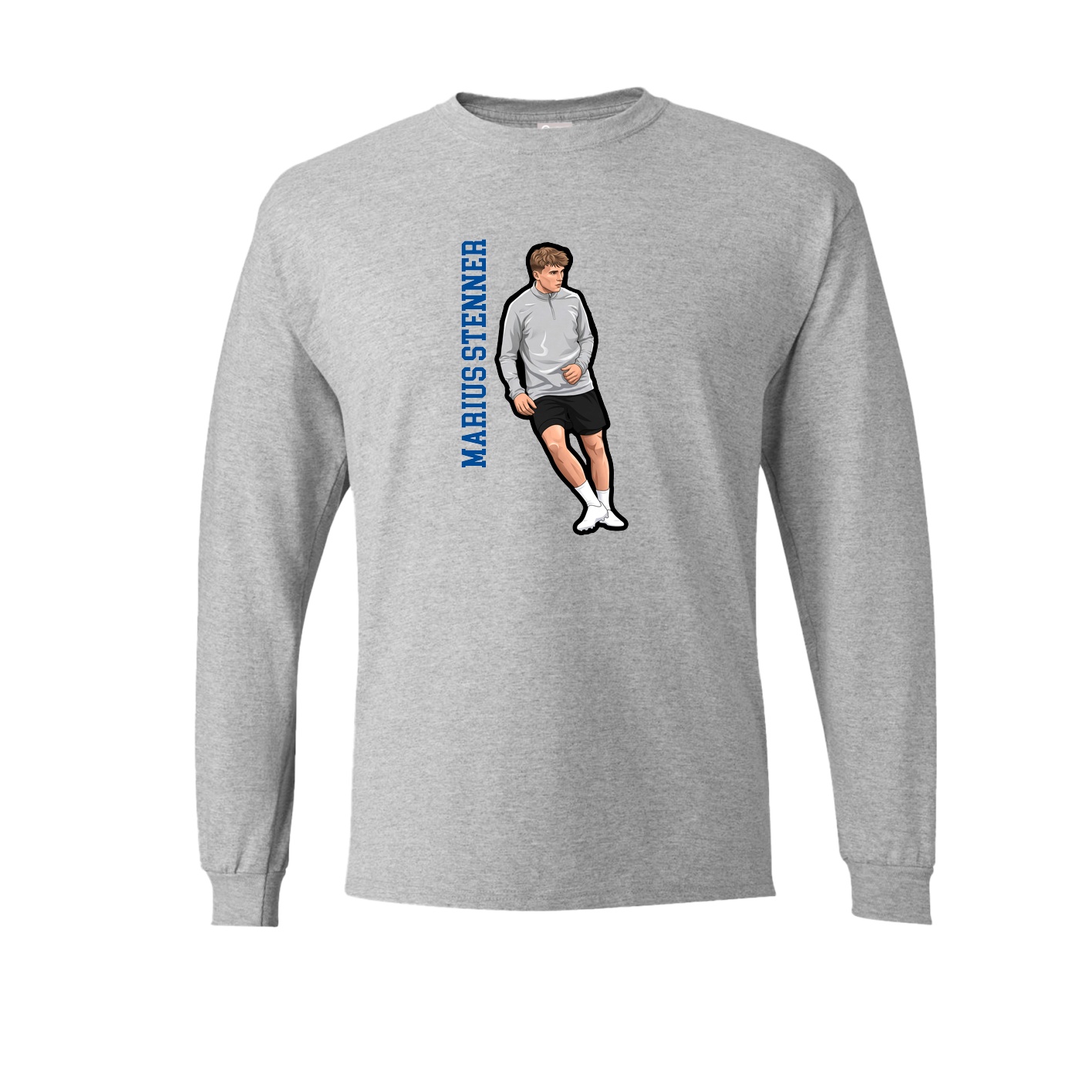 Long Sleeve Tee — Name Vertical in Grey