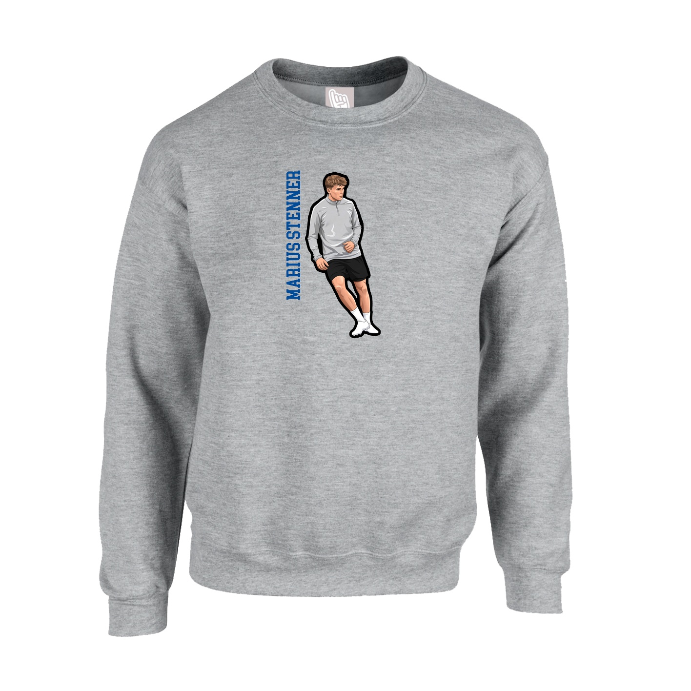 Fleece Crew — Name Vertical in Grey