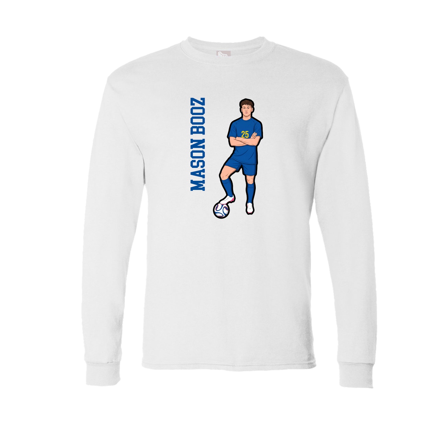 Long Sleeve Tee — Name Vertical in White