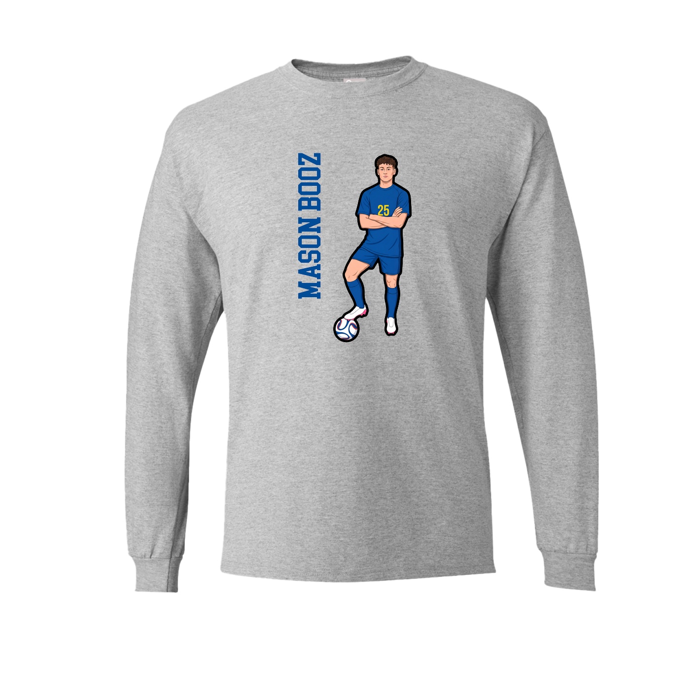 Long Sleeve Tee — Name Vertical in Grey