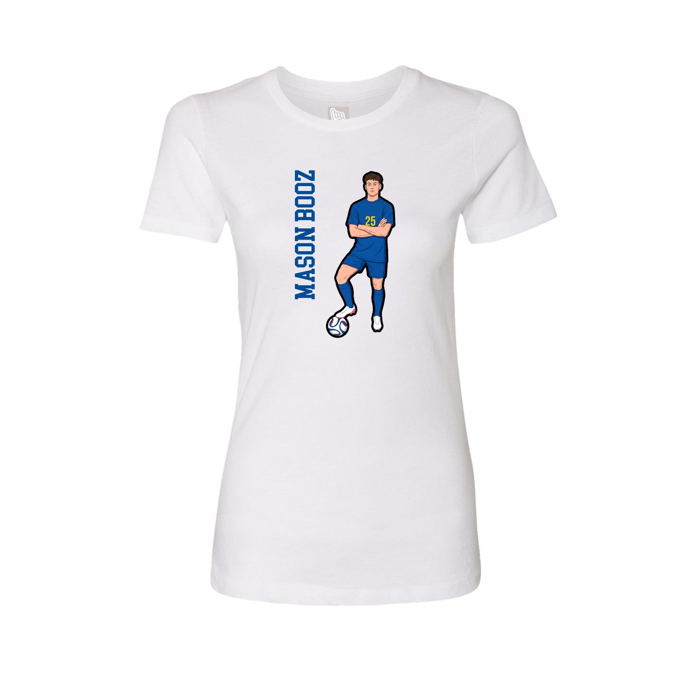 Fitted Women's Tee — Name Vertical in White