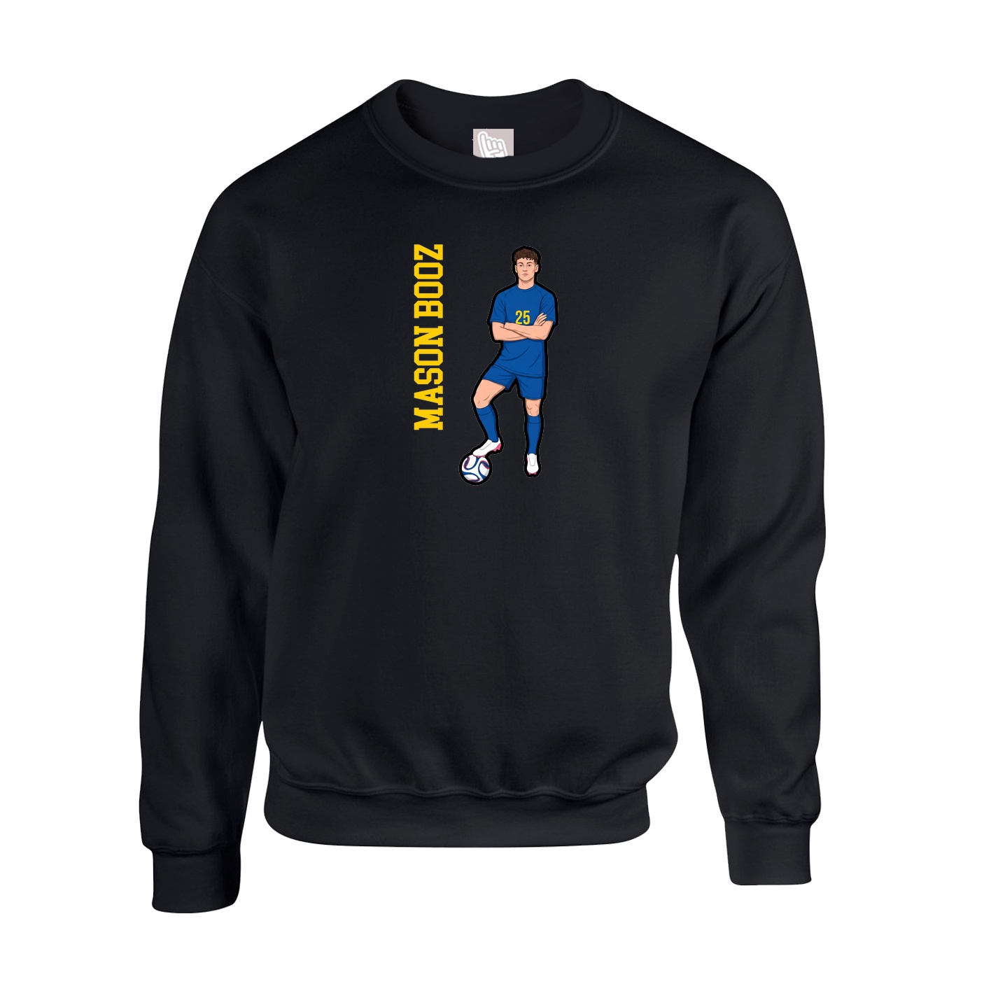 Fleece Crew — Name Vertical in Black