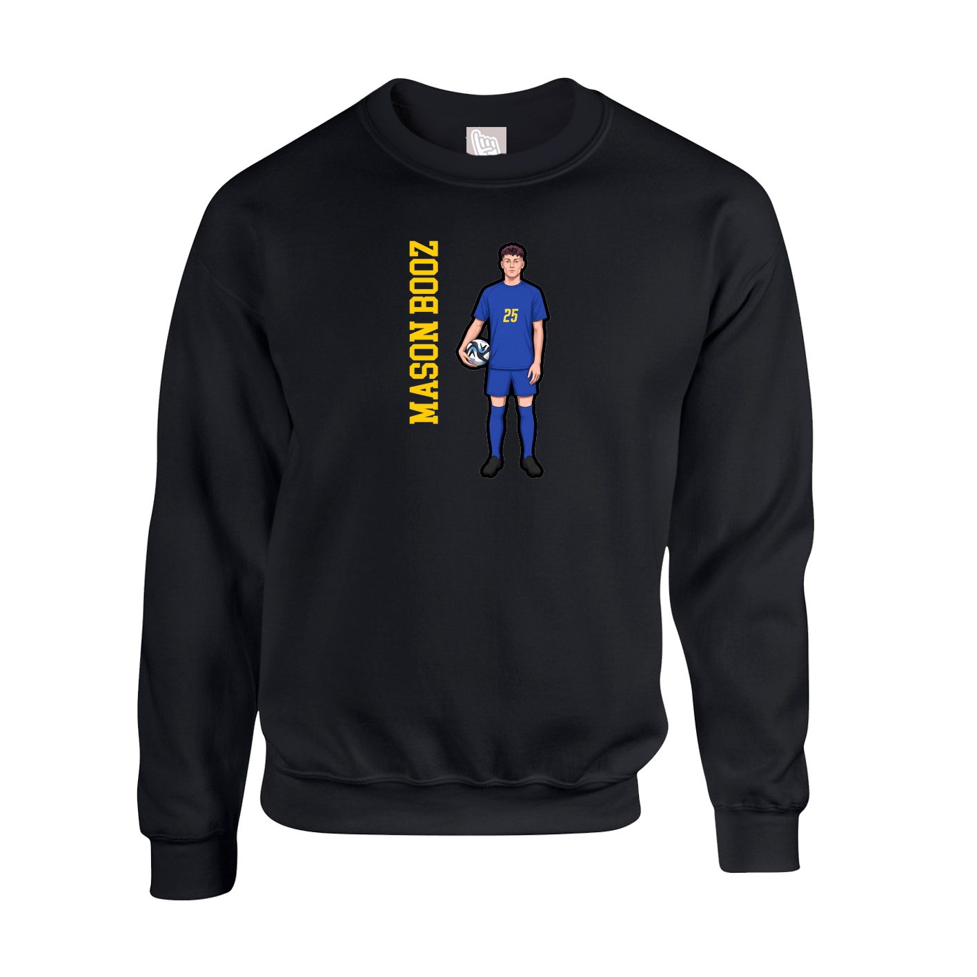 Fleece Crew — Name Vertical in Black