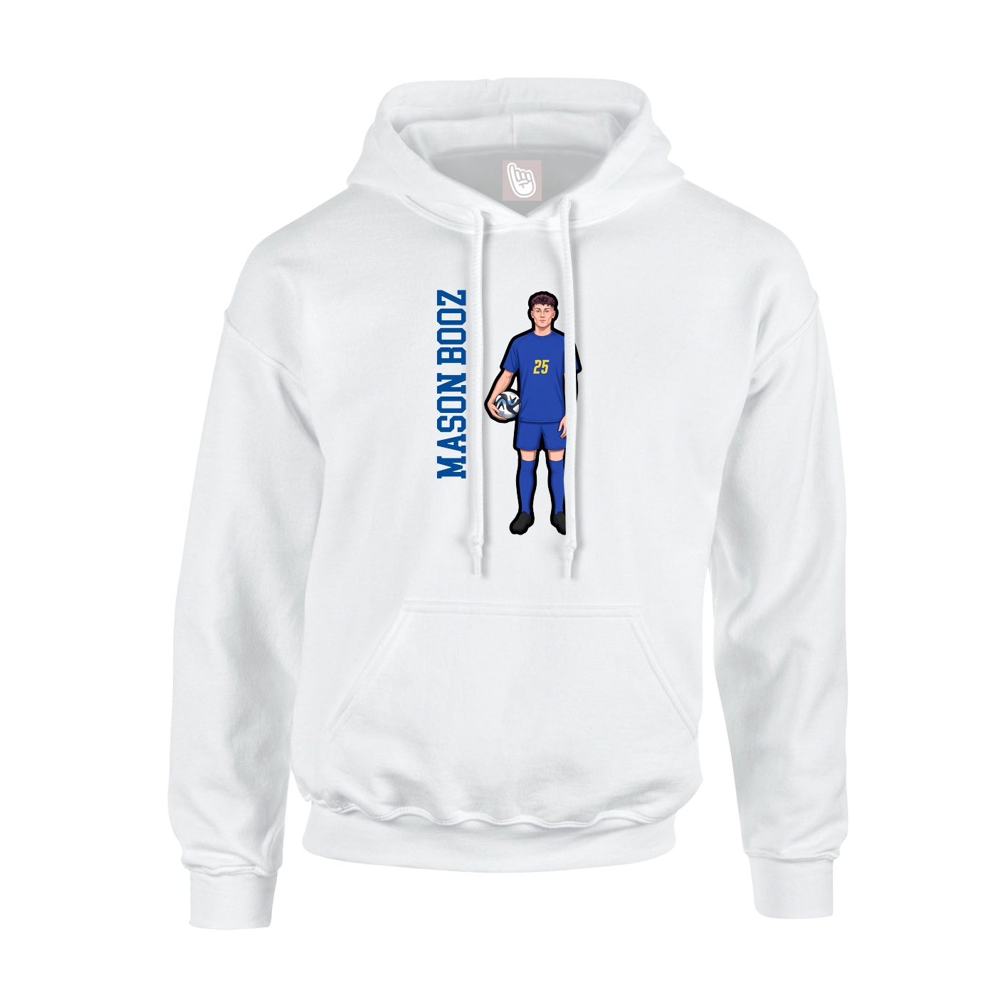 Youth Hoodie — Name Vertical in White