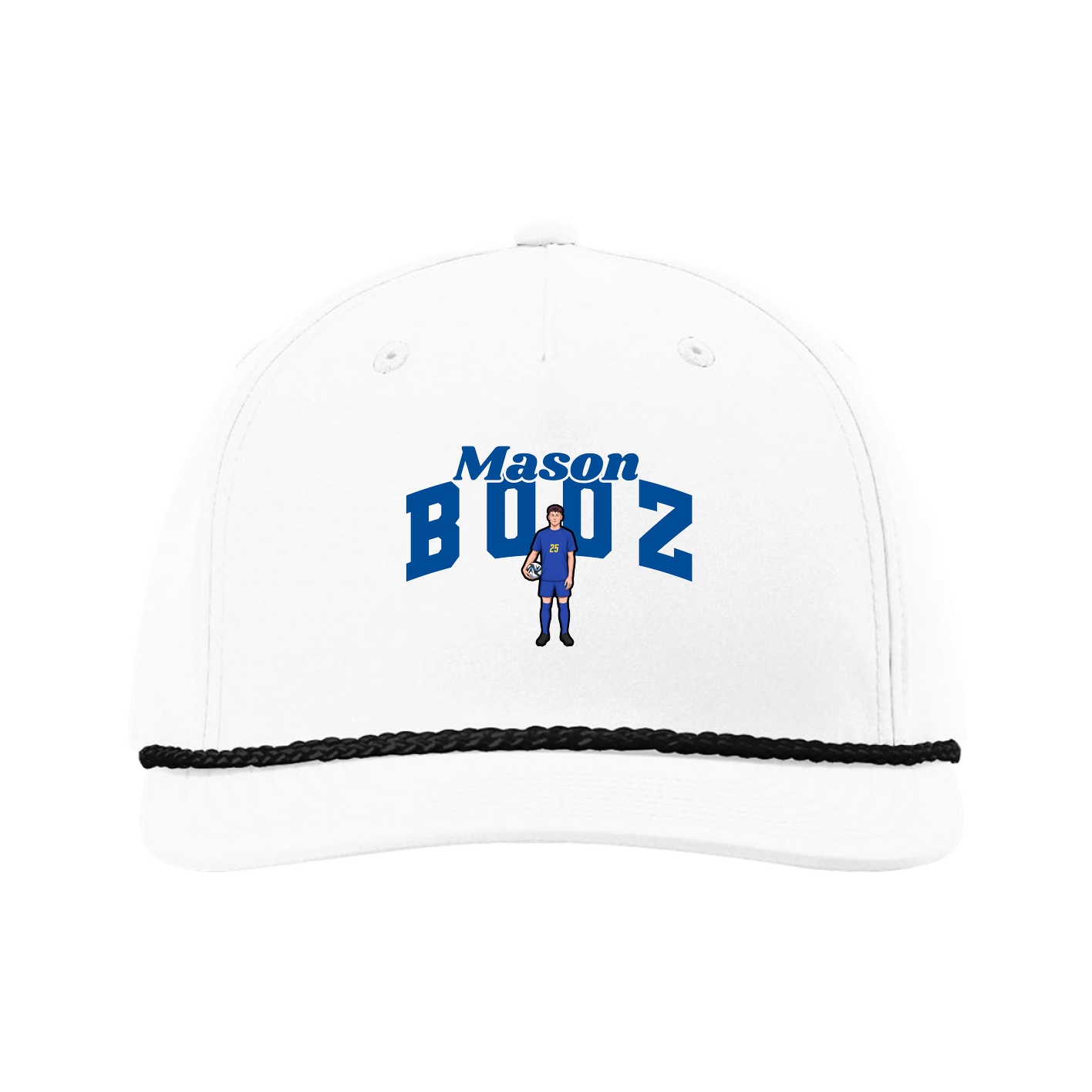 Five-Panel Classic Rope Cap — Signature Arch in White