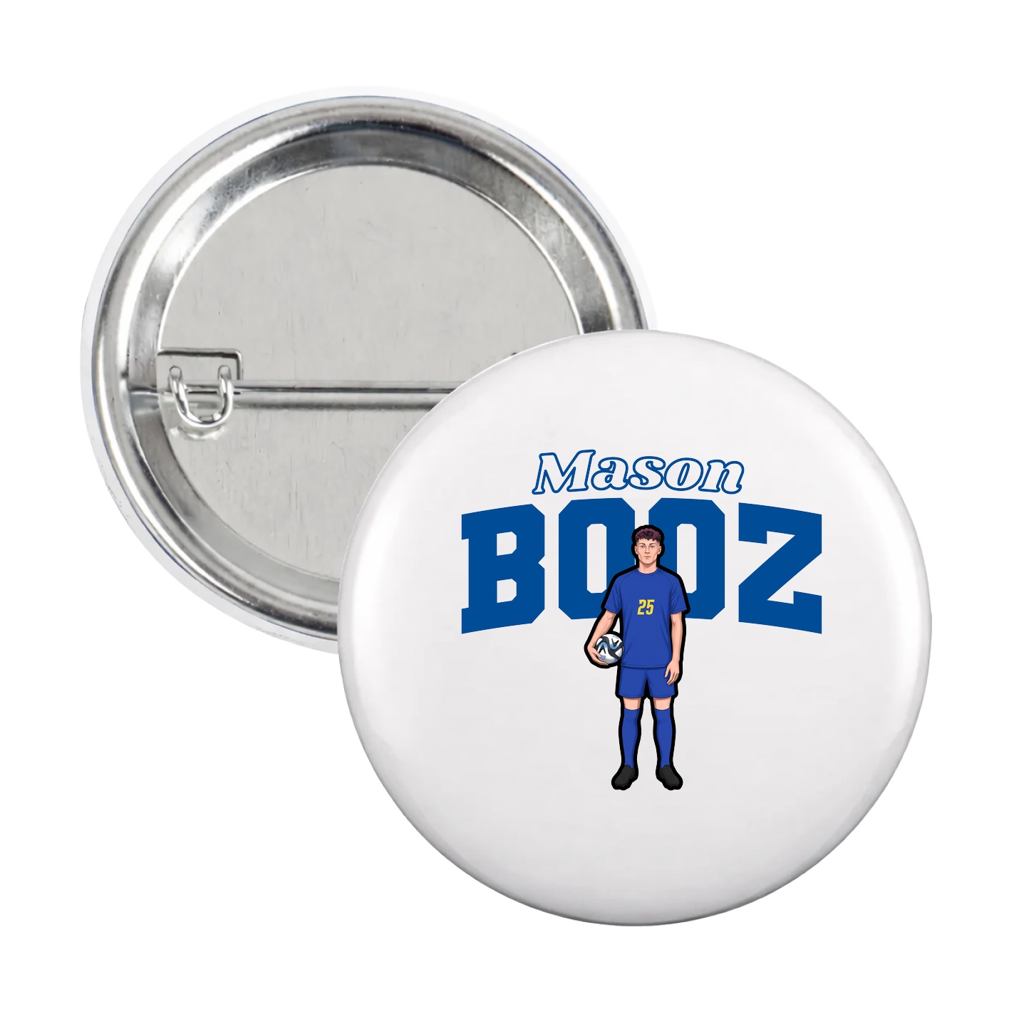 Game Day Button — Name Arch in White