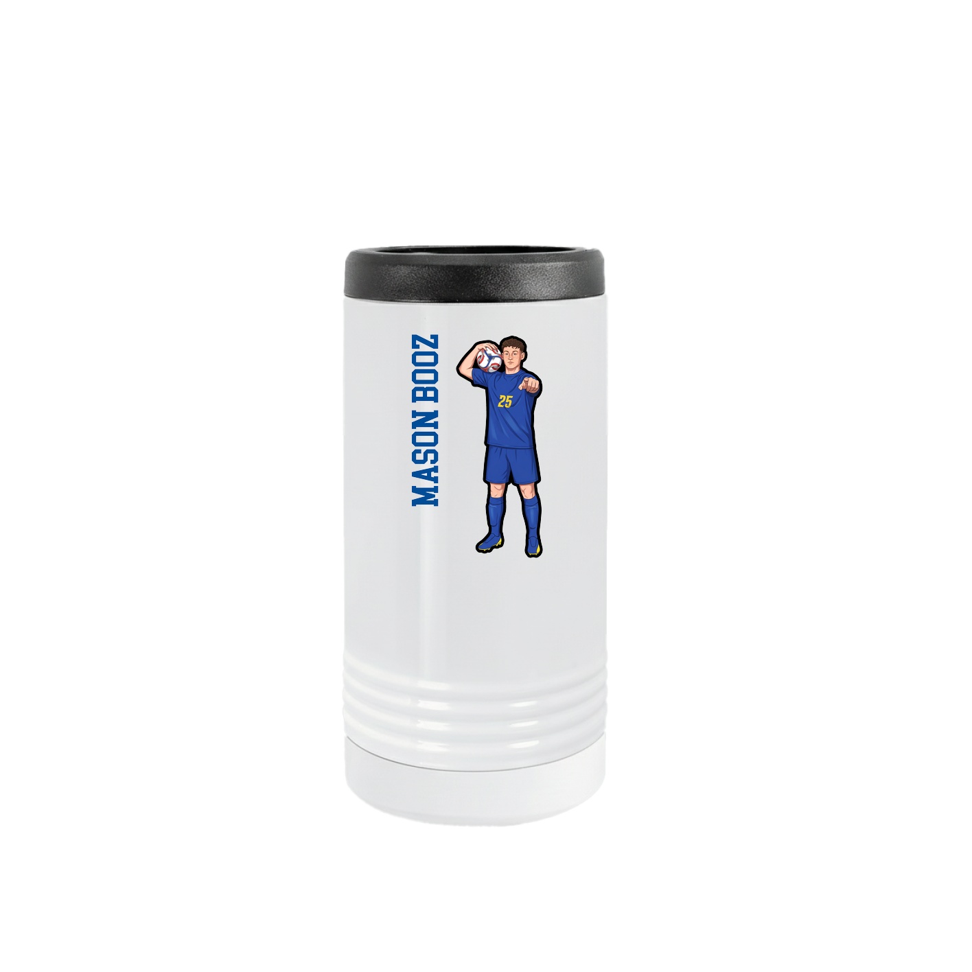 Slim Beverage Holder — Name Vertical in White