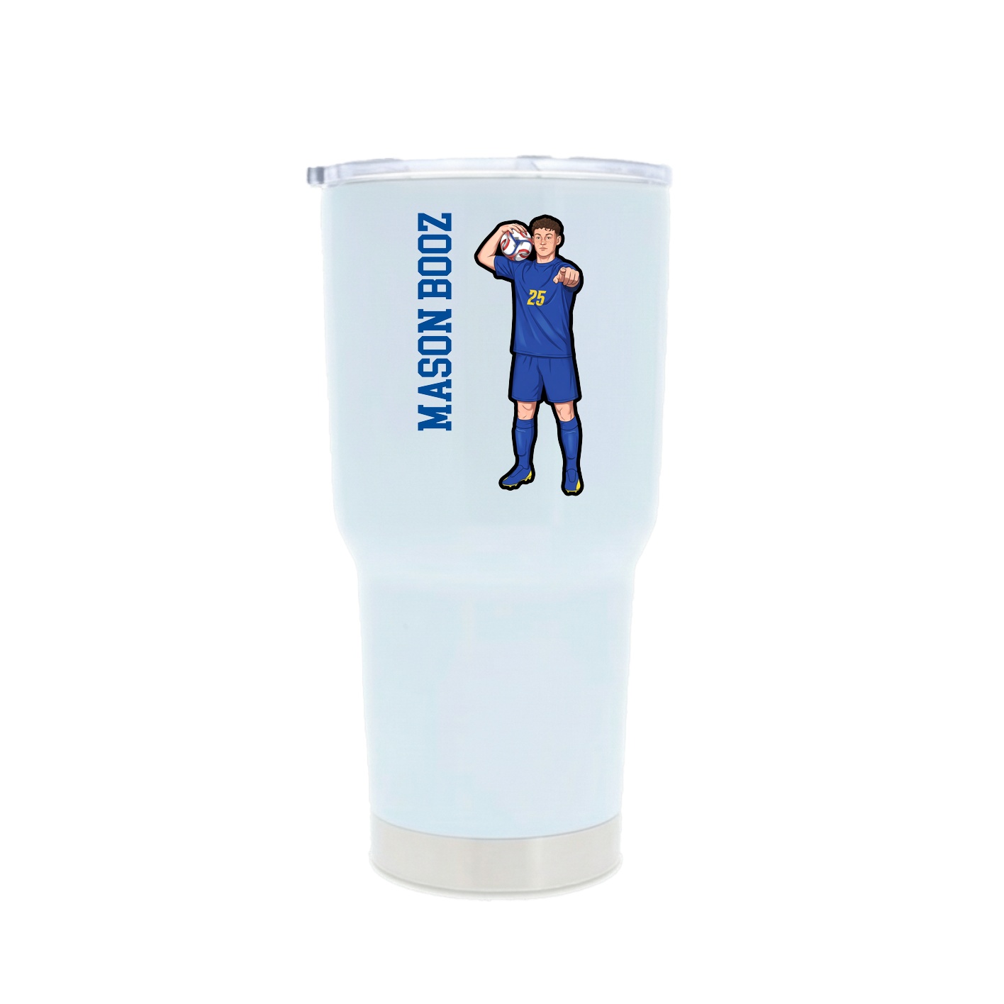30oz Stainless Steel Tumbler — Name Vertical in White