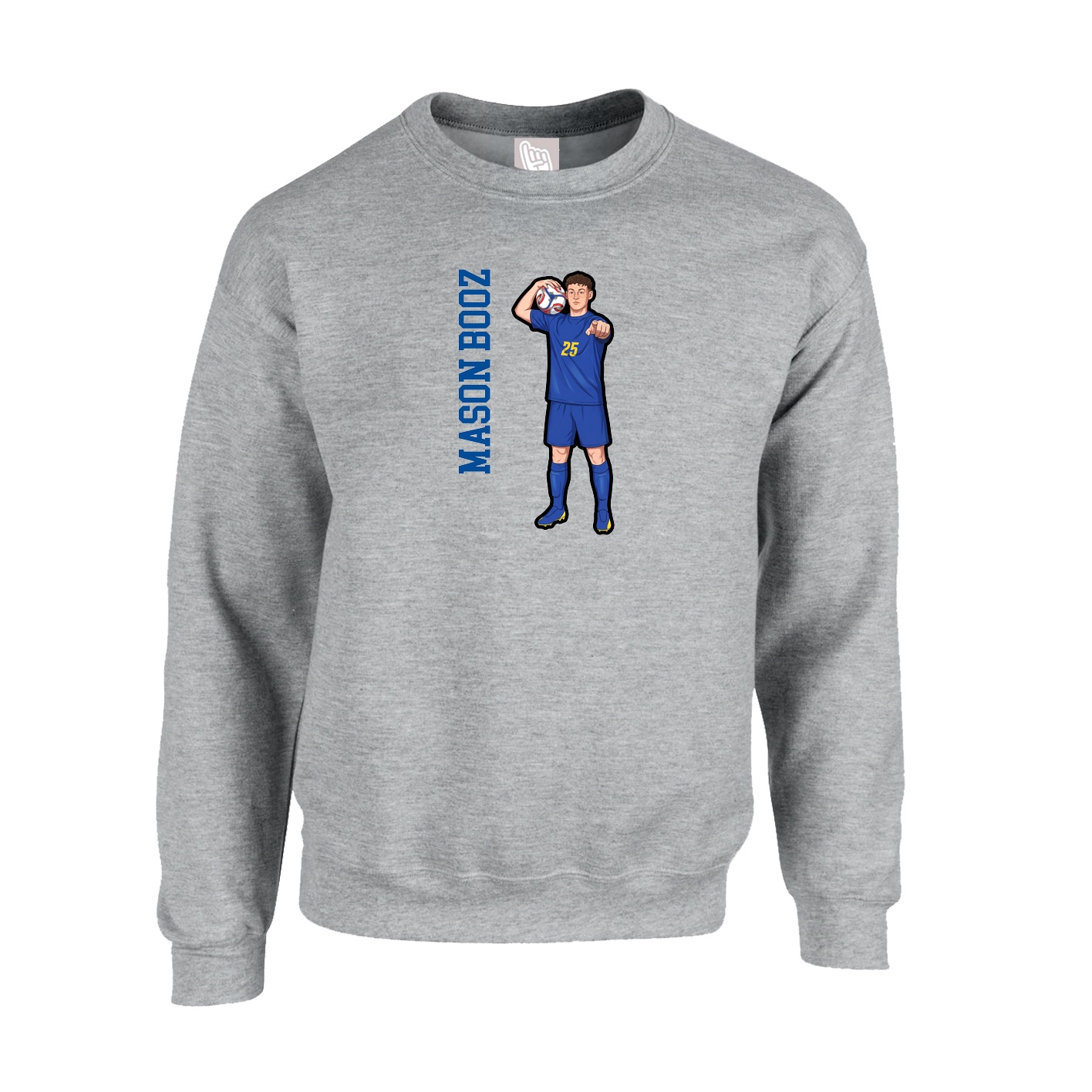 Fleece Crew — Name Vertical in Grey