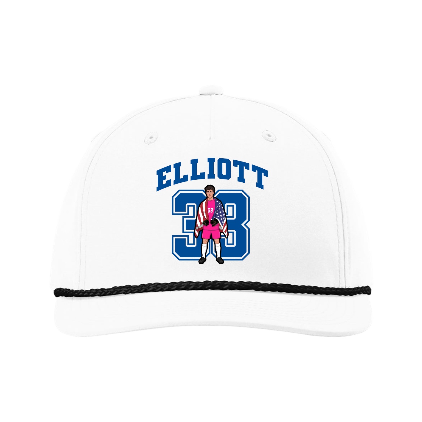 Five-Panel Classic Rope Cap — Number in White