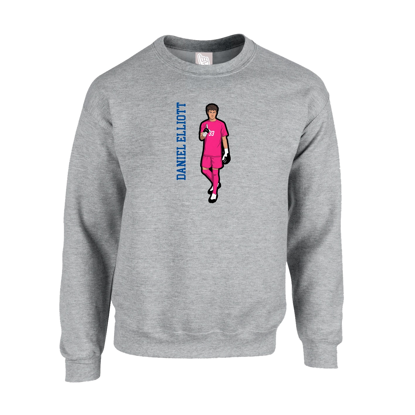 Fleece Crew — Name Vertical in Grey