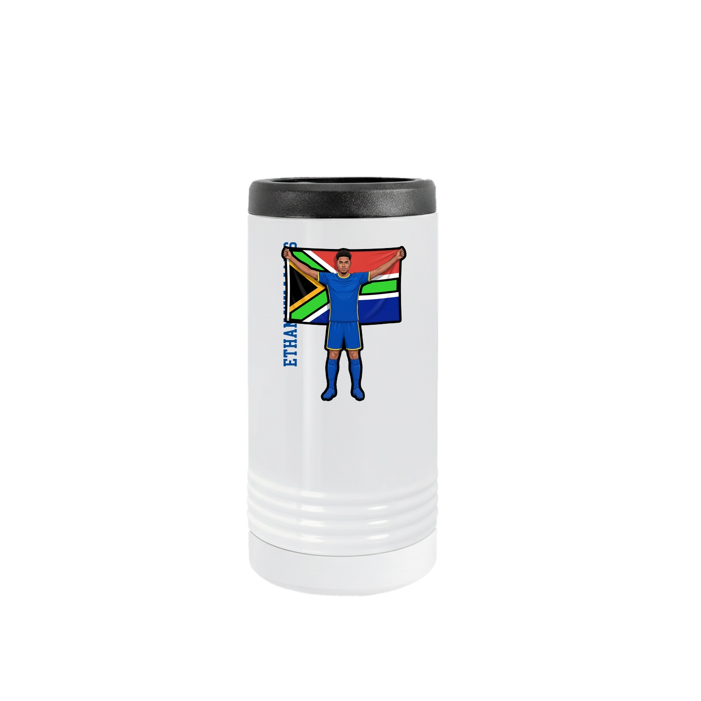 Slim Beverage Holder — Name Vertical in White