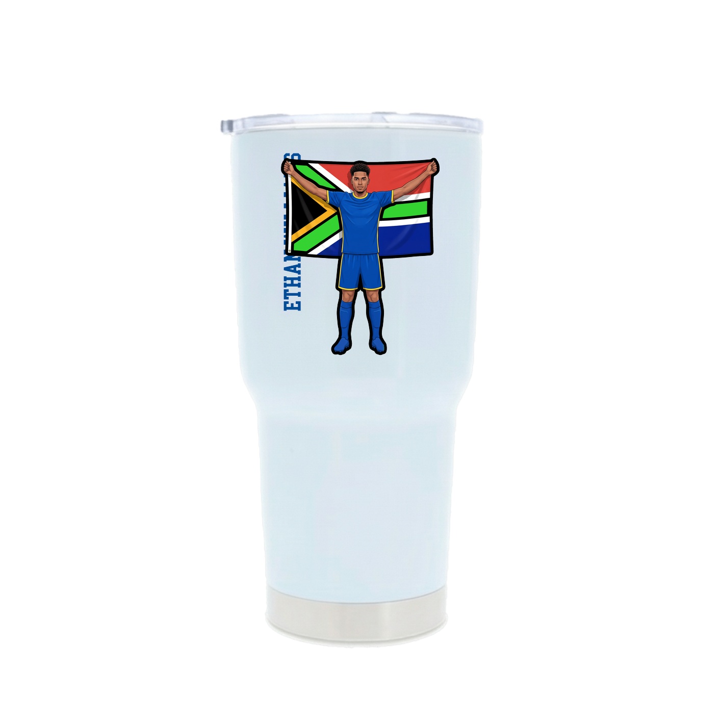 30oz Stainless Steel Tumbler — Name Vertical in White
