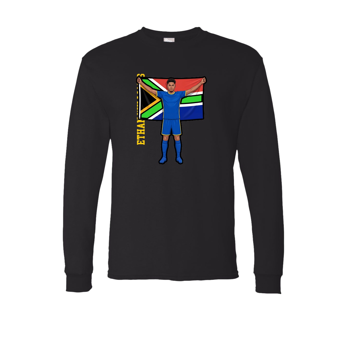 Long Sleeve Tee — Name Vertical in Black