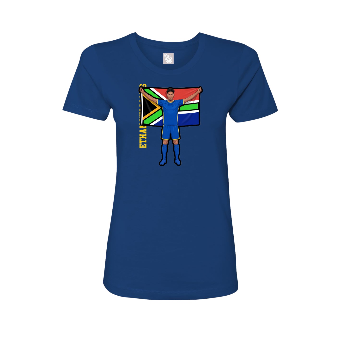 Fitted Women's Tee — Name Vertical in Royal