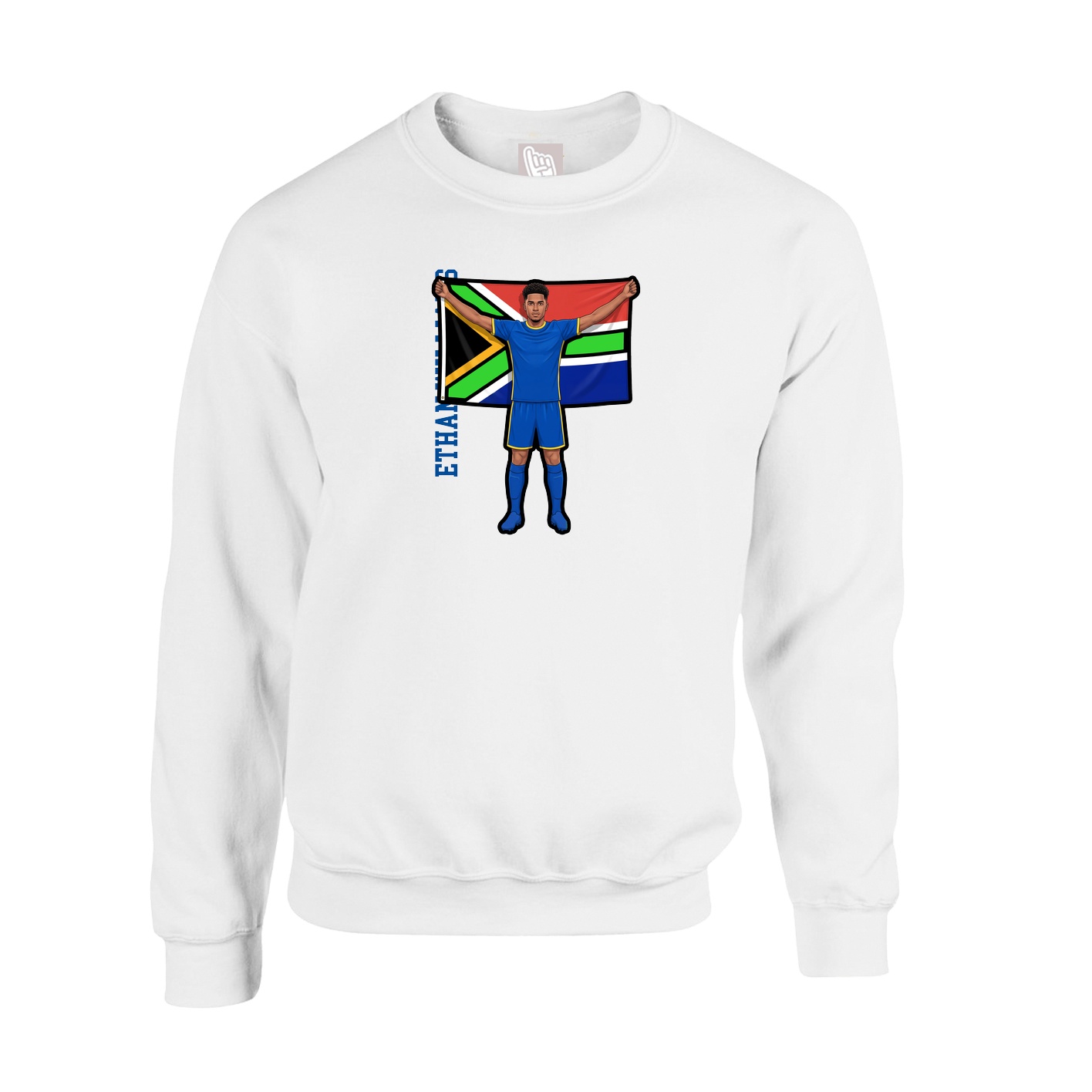 Fleece Crew — Name Vertical in White