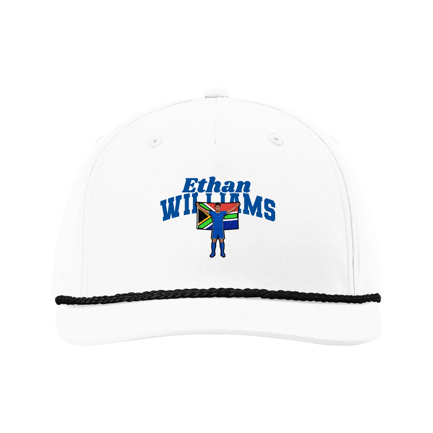 Five-Panel Classic Rope Cap — Signature Arch in White