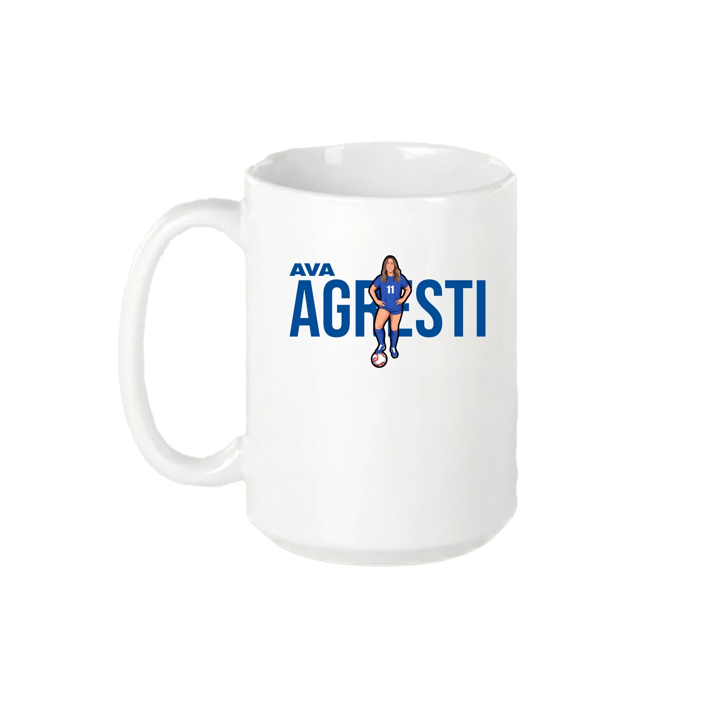 15oz Coffee Mug — Player Name in White